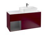 Villeroy und Boch Finion Waschtischunterschrank G141GKHB 120cm, Abdeckplatte white matt, Emotion, Regal links Anthracite matt, Peony Matt