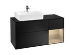 Villeroy und Boch Finion Waschtischunterschrank F152PCPD 120cm, Abdeckplatte black matt, Regal rechts Oak Veneer, Black matt lacquer