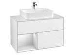 Villeroy und Boch Finion Waschtischunterschrank G111MTGF 100cm, Abdeckplatte white matt, Emotion, Regal links White matt lacquer, Glossy white lacquer