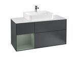 Villeroy und Boch Finion Waschtischunterschrank G161GMHG 120cm, Abdeckplatte white matt, Emotion, Regal links Olive Matt Lacquer, Midnight Blue Matt Lacquer