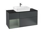 Villeroy und Boch Finion Waschtischunterschrank G162GMHG 120cm, Abdeckplatte black matt, Emotion, Regal links Olive Matt Lacquer, Midnight Blue Matt Lacquer