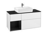Villeroy und Boch Finion Waschtischunterschrank G162PDGF 120cm, Abdeckplatte black matt, Emotion, Regal links Black matt lacquer, Glossy white lacquer