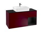 Villeroy und Boch Finion Waschtischunterschrank F172PDHB 120cm, Abdeckplatte black matt, Regal rechts Black matt lacquer, Peony Matt