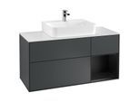 Villeroy und Boch Finion Waschtischunterschrank F171PDHG 120cm, Abdeckplatte white matt, Regal rechts Black matt lacquer, Midnight Blue Matt Lacquer
