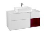 Villeroy und Boch Finion Waschtischunterschrank G171HBMT 120cm, Abdeckplatte white matt, Emotion, Regal rechts Peony, White matt lacquer