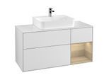 Villeroy und Boch Finion Waschtischunterschrank G171PCMT 120cm, Abdeckplatte white matt, Emotion, Regal rechts Oak Veneer, White matt lacquer