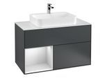 Villeroy und Boch Finion Waschtischunterschrank G361MTHG 100cm, Abdeckplatte white matt, Emotion, Regal links White matt lacquer, Midnight Blue Matt Lacquer