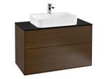 Villeroy und Boch Finion Waschtischunterschrank G35200GN 100x60,3cm, Emotion, Abdeckplatte black matt, Walnut veneer