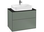 Villeroy und Boch Finion Waschtischunterschrank G34200GM 80x60,3cm, Emotion, Abdeckplatte black matt, Olive Matt Lacquer