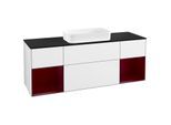 Villeroy und Boch Finion Waschtischunterschrank G332HBGF 160cm, Abdeckplatte black matt, Emotion, Regale Peony matt lacquer, Glossy white lacquer