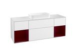Villeroy und Boch Finion Waschtischunterschrank G331HBGF 160cm, Abdeckplatte white matt, Emotion, Regale Peony matt lacquer, Glossy white lacquer