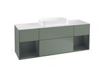 Villeroy und Boch Finion Waschtischunterschrank G331HGGM 160cm, Abdeckplatte white matt, Emotion, Regale Midnight matt lacquer, Olive Matt Lacquer