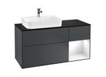 Villeroy und Boch Finion Waschtischunterschrank G402GFHG 120cm, Abdeckplatte black matt, Emotion, Regal rechts Glossy white lacquer, Midnight Blue Matt Lacquer