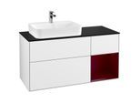 Villeroy und Boch Finion Waschtischunterschrank F402HBGF 120cm, Abdeckplatte black matt, Regal rechts Peony, Glossy white lacquer
