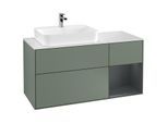 Villeroy und Boch Finion Waschtischunterschrank G401HGGM 120cm, Abdeckplatte white matt, Emotion, Regal rechts Midnight Blue Matt Lacquer, Olive Matt Lacquer