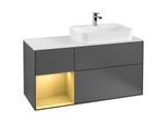 Villeroy und Boch Finion Waschtischunterschrank G391HFGK 120cm, Abdeckplatte white matt, Emotion, Regal links Gold matt, Anthracite matt
