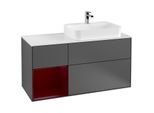 Villeroy und Boch Finion Waschtischunterschrank G391HBGK 120cm, Abdeckplatte white matt, Emotion, Regal links Peony, Anthracite matt