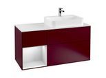 Villeroy und Boch Finion Waschtischunterschrank G391MTHB 120cm, Abdeckplatte white matt, Emotion, Regal links White matt lacquer, Peony Matt