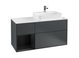Villeroy und Boch Finion Waschtischunterschrank G391PDHG 120cm, Abdeckplatte white matt, Emotion, Regal links Black matt lacquer, Midnight Blue Matt Lacquer