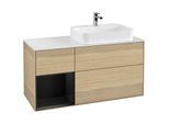 Villeroy und Boch Finion Waschtischunterschrank G391PDPC 120cm, Abdeckplatte white matt, Emotion, Regal links Black matt lacquer, Oak Veneer