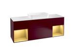 Villeroy und Boch Finion Waschtischunterschrank F331HFHB 160x60,3cm, Abdeckplatte white matt, Regale Gold matt lacquer, Peony Matt