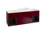 Villeroy und Boch Finion Waschtischunterschrank F331PDHB 160x60,3cm, Abdeckplatte white matt, Regale Black matt lacquer, Peony Matt