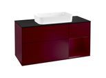Villeroy und Boch Finion Waschtischunterschrank G302HBHB 120cm, Abdeckplatte black matt, Emotion, Regal rechts Peony, Peony Matt