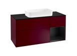 Villeroy und Boch Finion Waschtischunterschrank F302PDHB 120cm, Abdeckplatte black matt, Regal rechts Black matt lacquer, Peony Matt
