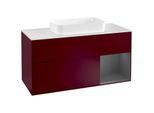 Villeroy und Boch Finion Waschtischunterschrank G301GKHB 120cm, Abdeckplatte white matt, Emotion, Regal rechts Anthracite matt, Peony Matt