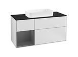 Villeroy und Boch Finion Waschtischunterschrank G292GKMT 120cm, Abdeckplatte black matt, Emotion, Regal links Anthracite matt, White matt lacquer