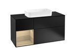 Villeroy und Boch Finion Waschtischunterschrank G292PCPD 120cm, Abdeckplatte black matt, Emotion, Regal links Oak Veneer, Black matt lacquer