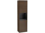 Villeroy und Boch Finion Hochschrank F460PDGN 41,8x151,6x27cm, links, Regal Black matt lacquer, Walnut veneer