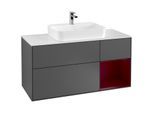Villeroy und Boch Finion Waschtischunterschrank F421HBGK 120cm, Abdeckplatte white matt, Regal rechts Peony, Anthracite matt