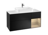Villeroy und Boch Finion Waschtischunterschrank F421PCPD 120cm, Abdeckplatte white matt, Regal rechts Oak Veneer, Black matt lacquer