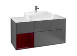 Villeroy und Boch Finion Waschtischunterschrank G411HBGK 120cm, Abdeckplatte white matt, Emotion, Regal links Peony, Anthracite matt