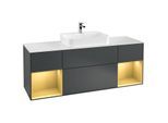 Villeroy und Boch Finion Waschtischunterschrank G451HFHG 160cm, Abdeckplatte white matt, Emotion, Regale Gold matt lacquer, Midnight Blue Matt Lacquer