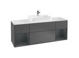 Villeroy und Boch Finion Waschtischunterschrank G451HGGK 160cm, Abdeckplatte white matt, Emotion, Regale Midnight matt lacquer, Anthracite matt