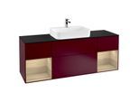 Villeroy und Boch Finion Waschtischunterschrank G452PCHB 160cm, Abdeckplatte black matt, Emotion, Regale Oak Veneer, Peony Matt