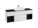 Villeroy und Boch Finion Waschtischunterschrank F452PDMT 160x60,3cm, Abdeckplatte black matt, Regale Black matt lacquer, White matt lacquer