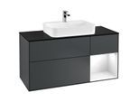 Villeroy und Boch Finion Waschtischunterschrank G422GFHG 120cm, Abdeckplatte black matt, Emotion, Regal rechts Glossy white, Midnight Blue Matt Lacquer