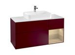Villeroy und Boch Finion Waschtischunterschrank G421PCHB 120cm, Abdeckplatte white matt, Emotion, Regal rechts Oak veneer, Peony Matt