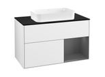 Villeroy und Boch Finion Waschtischunterschrank G252GKGF 100cm, Abdeckplatte black matt, Emotion, Regal rechts Anthracite matt, Glossy white lacquer
