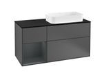 Villeroy und Boch Finion Waschtischunterschrank G272HGGK 120cm, Abdeckplatte black matt, Emotion, Regal links Midnight Blue Matt Lacquer, Anthracite matt