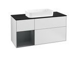 Villeroy und Boch Finion Waschtischunterschrank F292HGMT 120cm, Abdeckplatte black matt, Regal links Midnight Blue Matt Lacquer, White matt lacquer