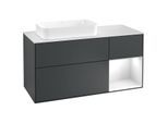 Villeroy und Boch Finion Waschtischunterschrank F281GFHG 120cm, Abdeckplatte white matt, Regal rechts Glossy white lacquer, Midnight Blue Matt Lacquer