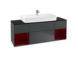 Villeroy und Boch Finion Waschtischunterschrank G212HBHG 160cm, Abdeckplatte black matt, Emotion, Regale Peony matt lacquer, Midnight Blue Matt Lacquer