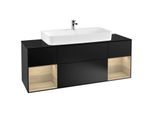 Villeroy und Boch Finion Waschtischunterschrank G212PCPD 160cm, Abdeckplatte black matt, Emotion, Regale Oak Veneer, Black matt lacquer