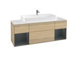 Villeroy und Boch Finion Waschtischunterschrank G211HGPC 160cm, Abdeckplatte white matt, Emotion, Regale Midnight matt lacquer, Oak Veneer