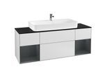 Villeroy und Boch Finion Waschtischunterschrank F212HGMT 160cm, Abdeckplatte black matt, Regale Midnight matt lacquer, White matt lacquer