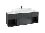 Villeroy und Boch Finion Waschtischunterschrank F211PDHG 160cm, Abdeckplatte white matt, Regale Black matt lacquer, Midnight Blue Matt Lacquer